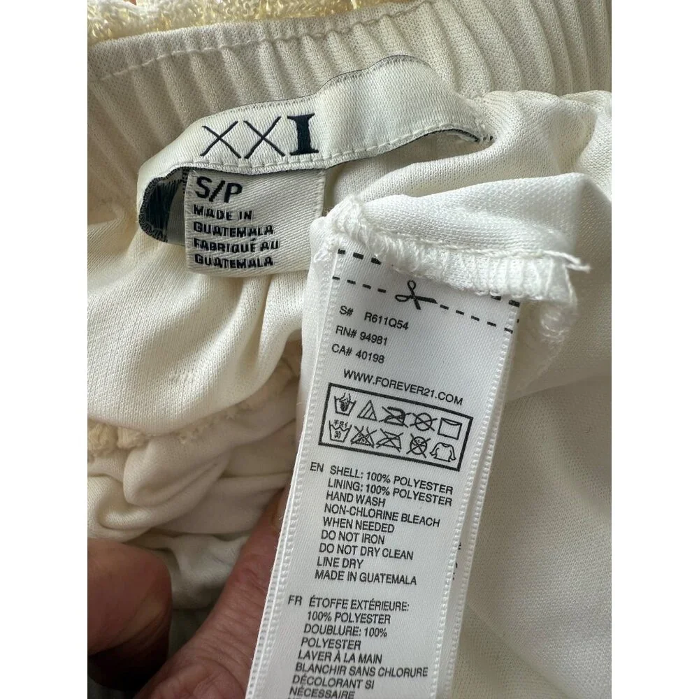 Vtg F21 Cream Lace Ruffle Hem Strapless Maxi Dress | Y2K Coquette Coastal Boho S - Picture 16 of 16